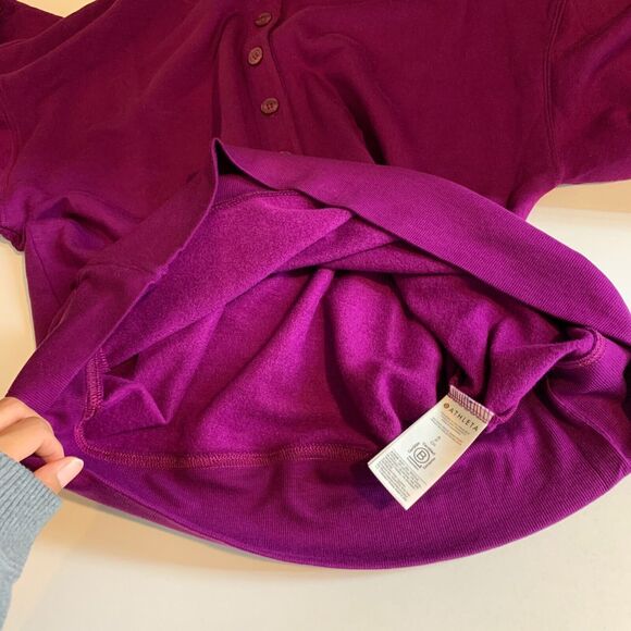 Athleta Sweatshirt Womens S Small Eggplant Balanced Henley Dropped Shoulder - Picture 10 of 12